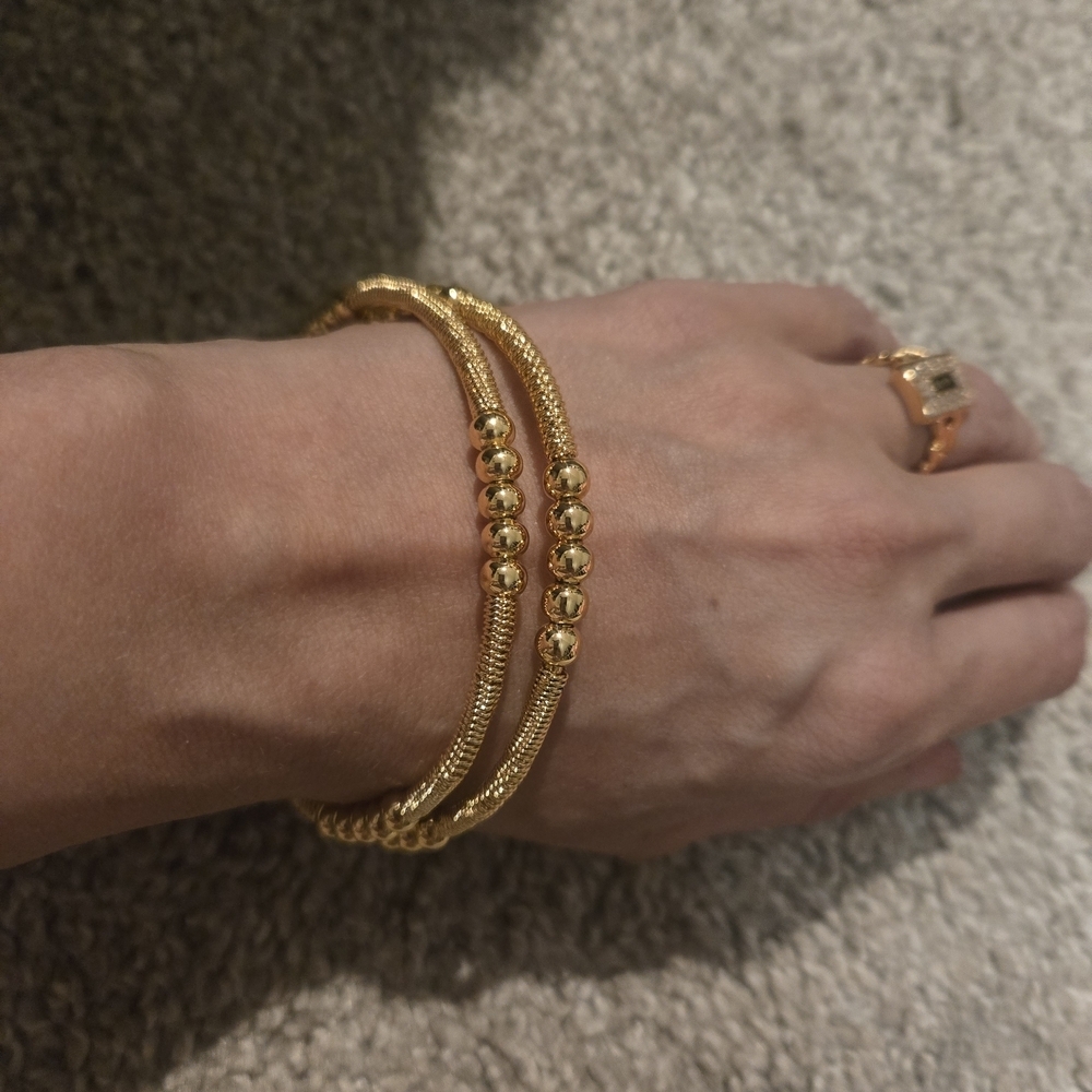 Gold Beaded Double-Row Bracelet
